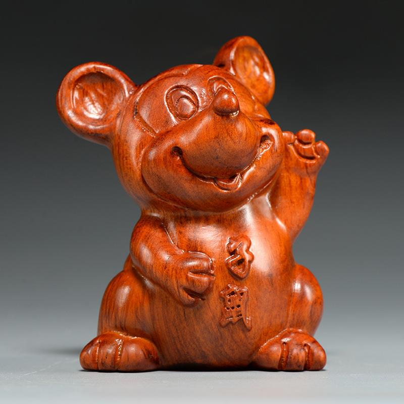 雕刻十二生肖摆件三合生肖鼠牛虎兔蛇马羊鸡狗猪龙591装饰工木猴