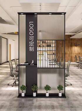 现代玻璃客厅办公室门进隔断铁铁艺屏风公司工位艺RYN前台玄关隔