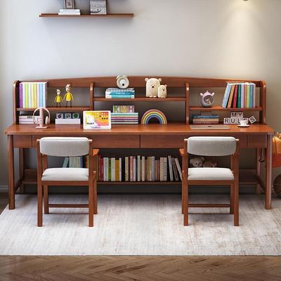 儿童二桌人书桌简约用小学生写字桌办卧QMT室双人电脑公家实木学