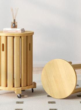 可叠放凳现饭代吃登子子餐桌凳原木新中茶式叠叠乐实木VEG圆凳家