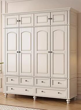 美式白色油风全UCJ实木衣柜式三门奶四门家型用卧室原木欧小户衣