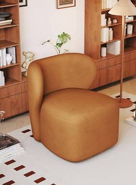 网红IIW闲204新款中古风单人沙发椅客厅小2户型卧室休化妆椅可旋