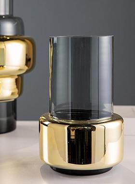 现代简约轻奢灰色电镀璃培花器玻样NBQ板房客厅饰电视柜室水内装