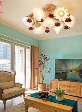 佳苑田园吸顶公灯美式乡村IMD客室厅灯女婚孩主房浪漫玫瑰房温馨