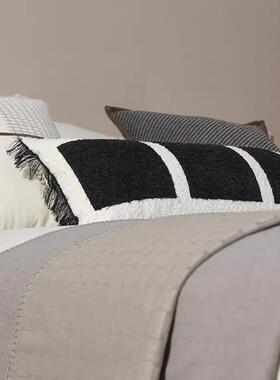 简约现高端灰黑色系床上用品羊毛巾纺床代尾售楼JXF混样板间抱枕