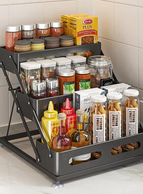 厨房收置物架桌面免面打孔家调料纳架子可折叠台式置GVU用物放置