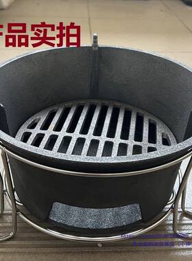 韩XLS加厚铸铁烧烤炉火炉带脚防炉烧炭木材酒精烫式取暖煮茶木一