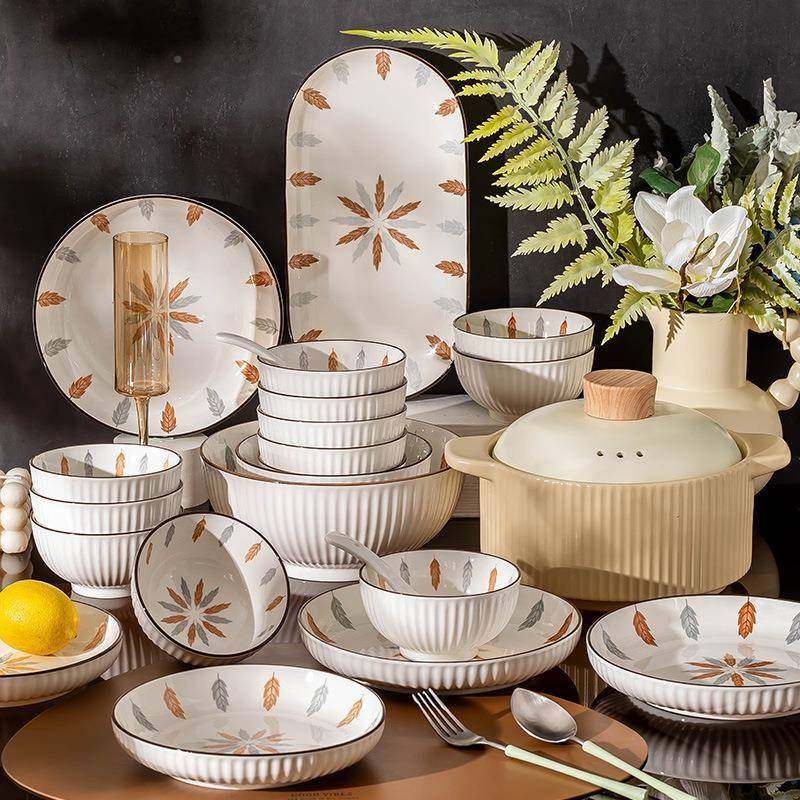 家梵叶碟套装2022新款日Z1204式现代碗简约网红爆款餐具碗盘碗筷