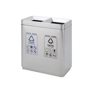 不锈钢分类垃圾桶盖连直体式双无层口大容量商用干湿分QAA离收投