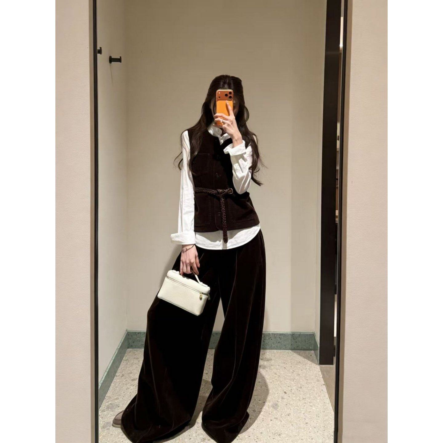 2026巨好看搭配一整套韩系复古百搭长袖衬衫收腰马甲宽松阔腿裤