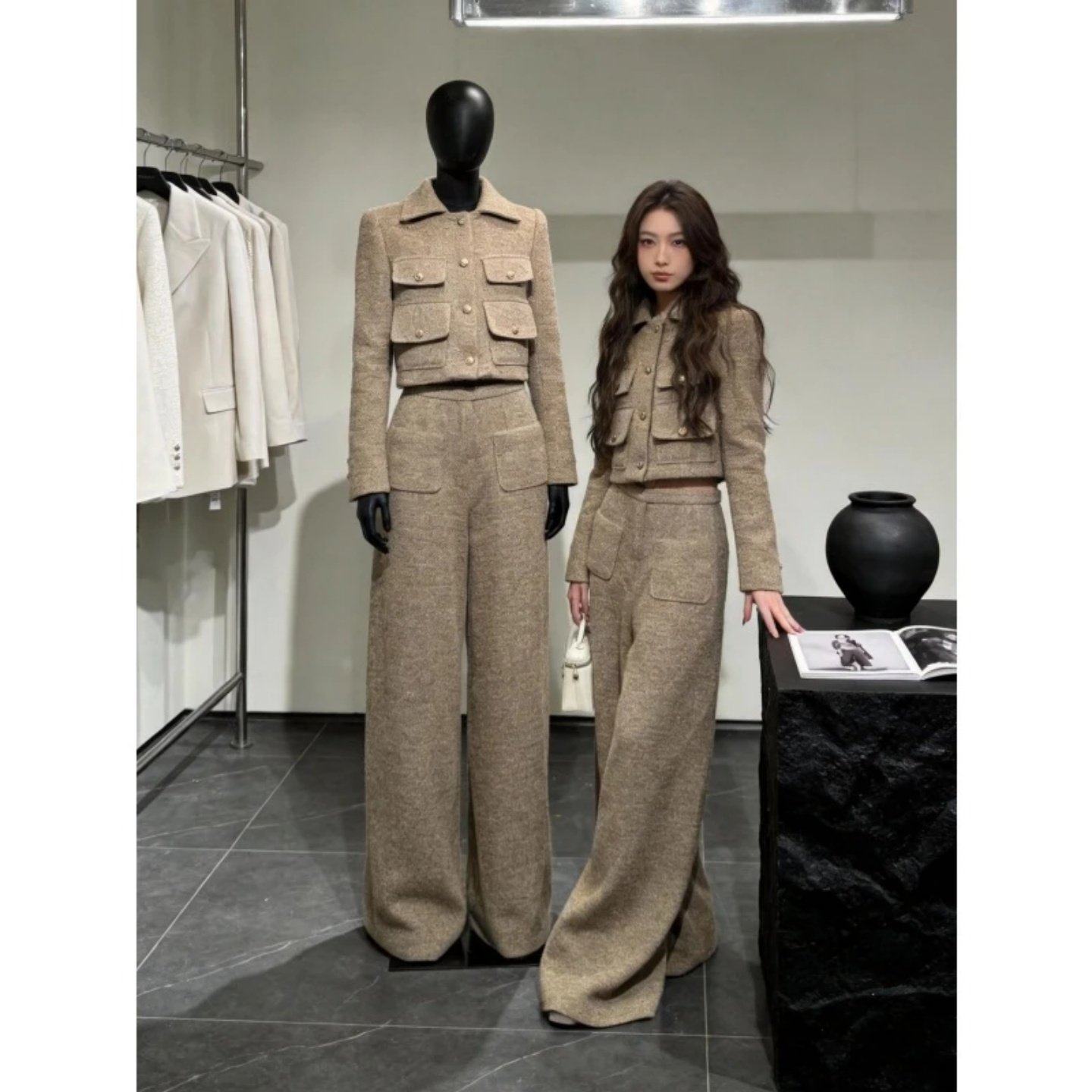 2026巨好看搭配一整套通勤设计感单排扣开衫短上衣显瘦宽松阔腿裤,女装/女士精品,时尚套装,淘宝优惠券,粉丝福利购,淘宝优惠卷