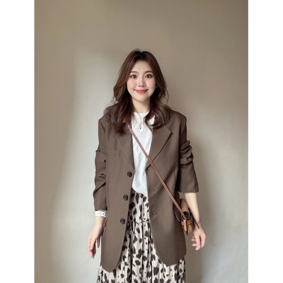 西装外套百搭豹纹半身裙两件套装