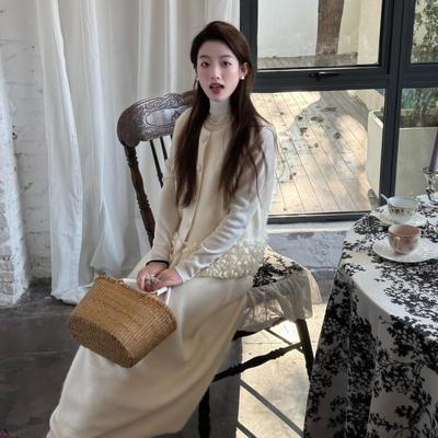 花边马甲打底衫半身裙三件套装女