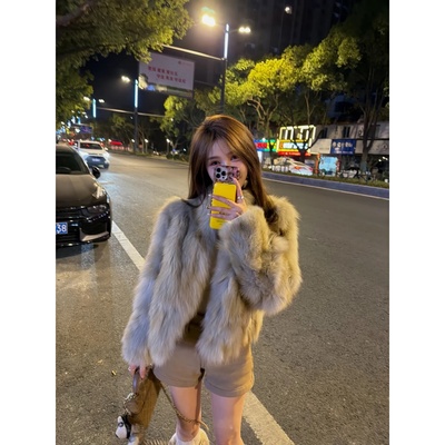 毛茸茸短外套高腰显瘦百搭短裤子