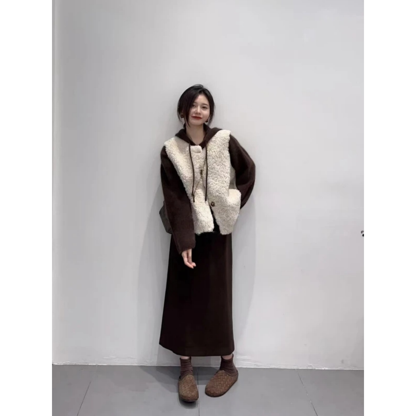 针织衫长袖上衣毛毛马甲显瘦半裙