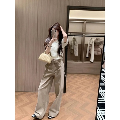 毛毛针织毛衣高腰显瘦百搭阔腿裤