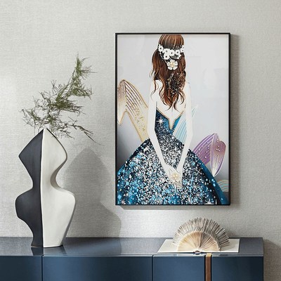 S3577 现代简约晶瓷装饰画入户玄关卧室客厅沙发背景墙挂画背手女