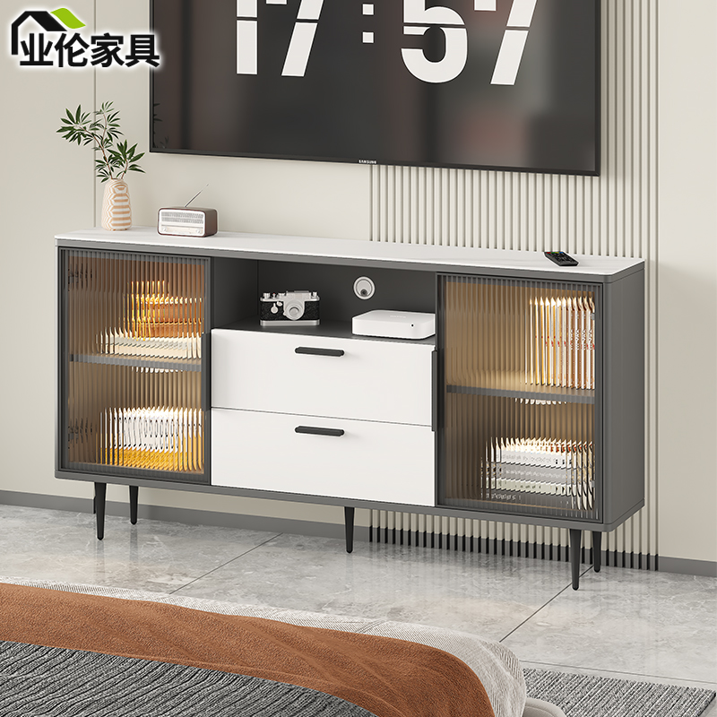 超薄电视柜卧室高柜窄款现代简约小户型岩板客厅收纳储物柜3D100