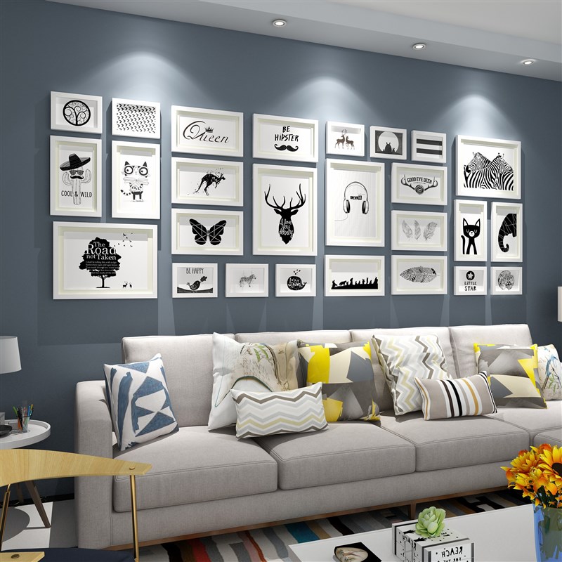 创意简约现代个性照片墙客厅背景墙装饰相框墙企业文化墙过道玄关