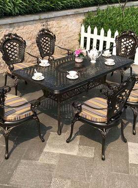 别墅庭院休区闲铸铝桌椅椅一1588C桌六组合式户外桌椅