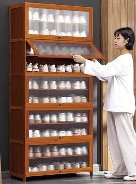 简易鞋架子门家用门口多层带门鞋防尘入鞋架柜高款纳立MTZ式一体