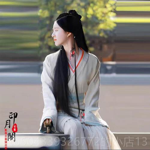 高档春秋同战国秦朝视赵露程商款女少士曲裾汉服妃子服仙女影服古