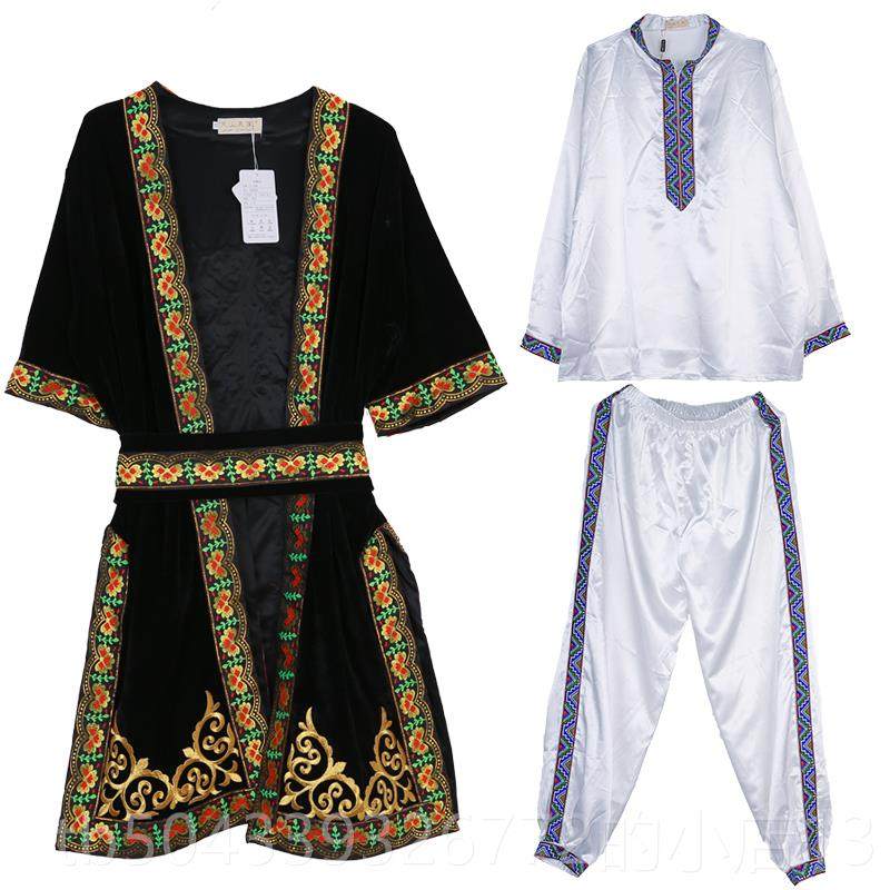 高档新疆民服饰演出服春男士秋款舞蹈四件套装族马甲外族套腰带维