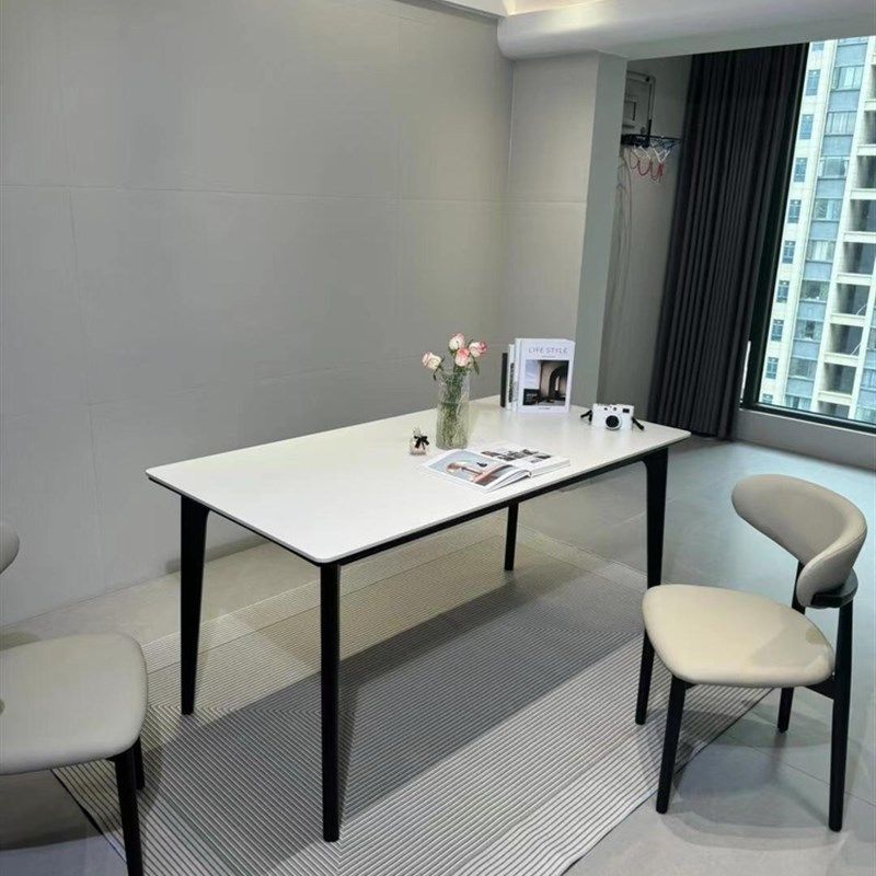 德利丰岩板餐桌餐桌椅组合现代简约家用小户型实木长方形桌子饭桌