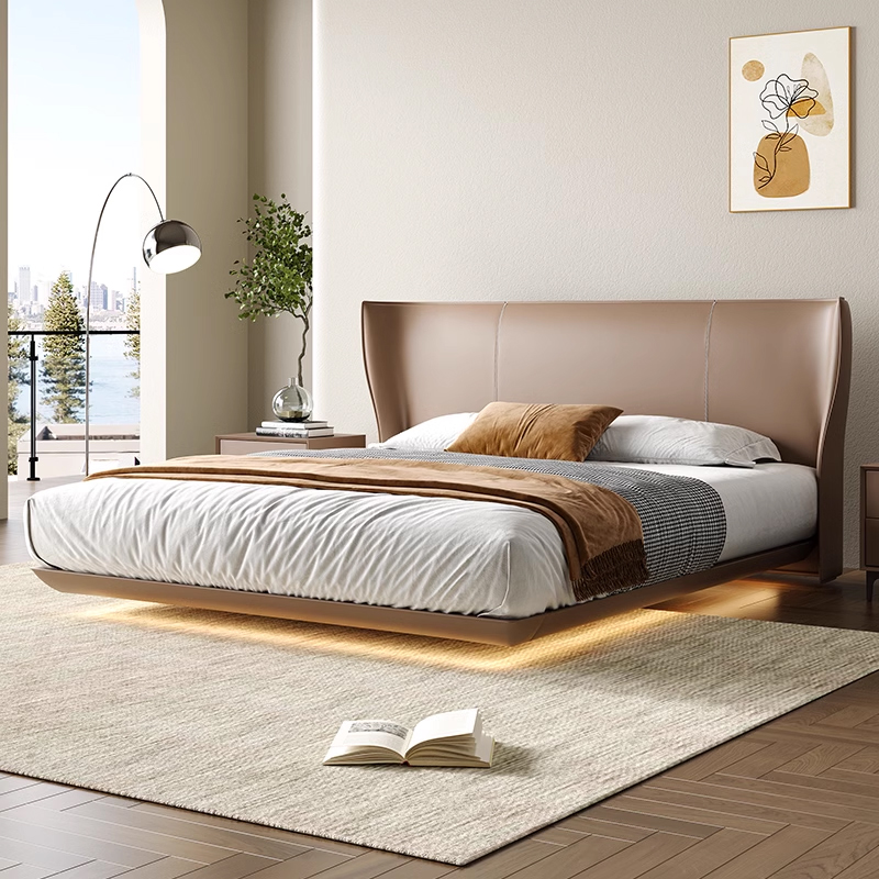 alys真皮床意式极简真皮侘寂风设计师个性创意异形主卧双人婚床