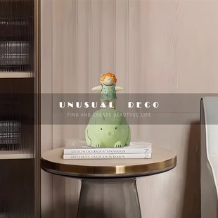 创意彩绘陶瓷饰品兔子与女孩摆件现代样板间儿童房卧室客厅摆设