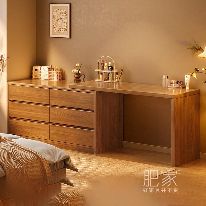 现代简约卧室木质电脑桌梳妆台一体小户型斗柜化妆桌组合MS4326