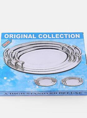 端现货不锈店钢果椭圆形水托VKR盘金色欧式酒餐具茶杯收纳盘菜托