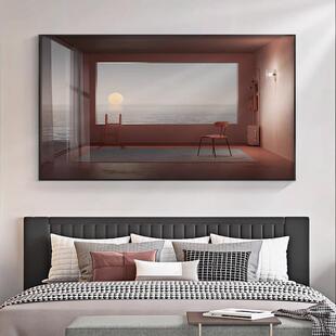 面朝大客海北欧卧室画床头C-287画现代空厅间延挂伸建筑厅餐海边