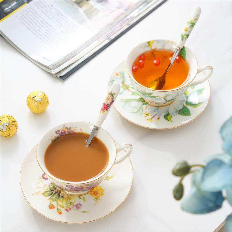 韩式花0077小清新瓷陶咖啡杯碟陶瓷花茶杯碟情侣卉对杯下午杯碟套