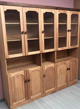 全实木红桌檀木门书柜儿RYR童门书柜书房书柜三电脑两客厅办公室