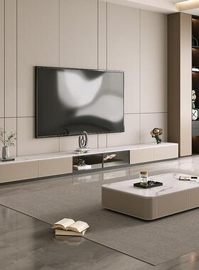 极简长木茶几岩板地柜现55415地代简约大小户型客厅方形实落电视