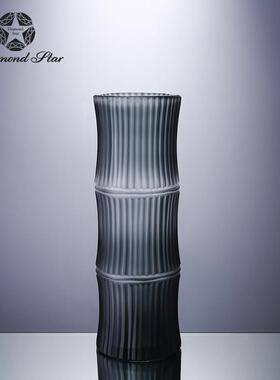 钻石星简约现代玻璃花瓶轻奢直筒型软装家居插花饰品摆件