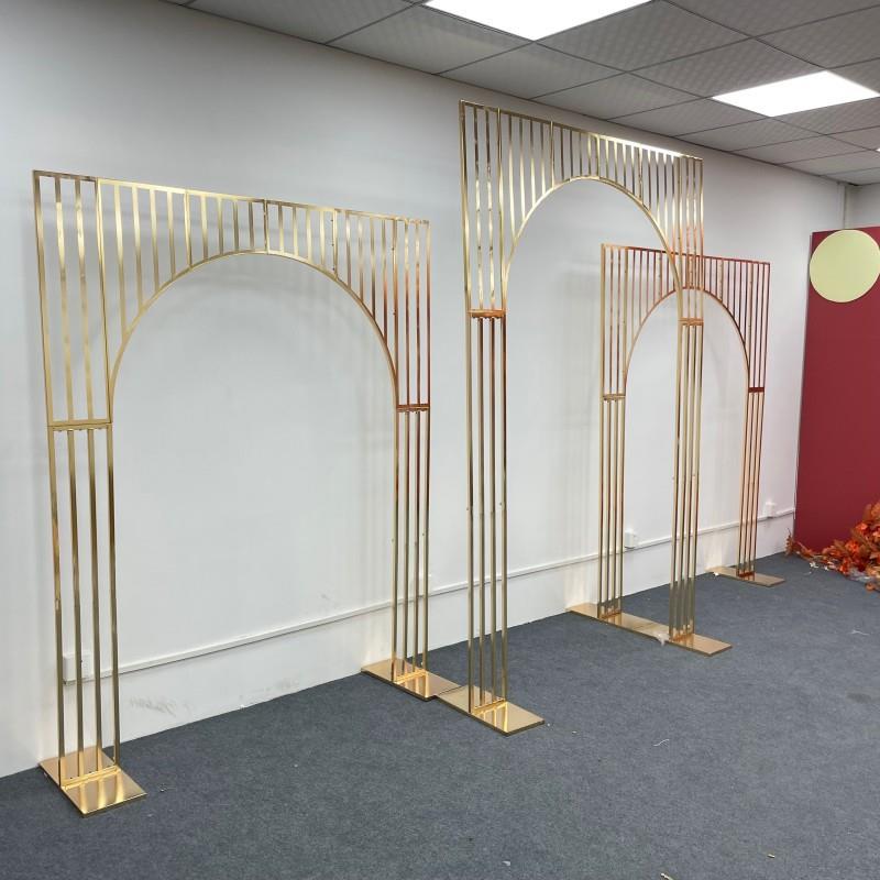 金色婚礼背景架婚礼屏风背景装饰道具户外婚庆装饰摆件镀金拱门