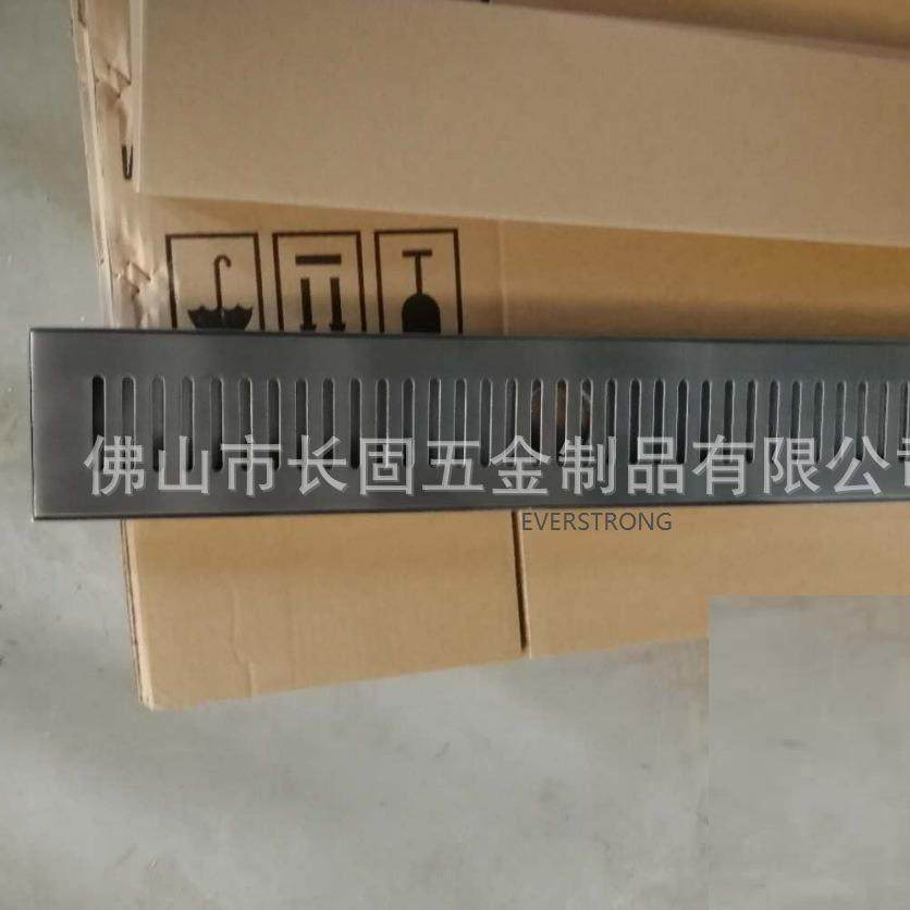 不锈钢304地漏阳台卫生间长条形手工拉丝防臭地漏长方长固V3037B