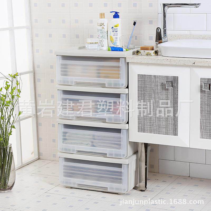 建君新款白磨砂收纳盒床头收纳柜衣物玩具塑料整理箱衣柜