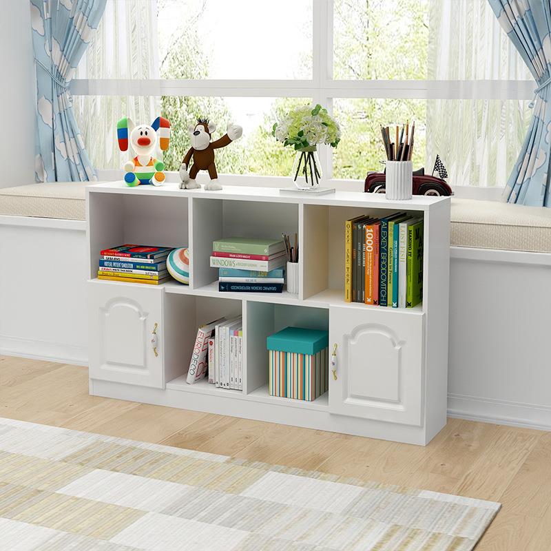 儿童书架矮书柜落地矮柜置物架实木带门组合卧室客厅收纳格子柜