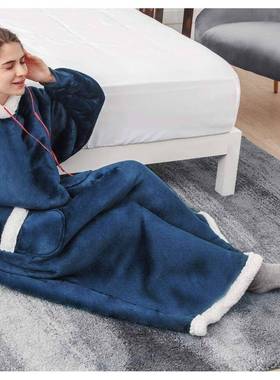 TV口袋加长可穿毛毯电视可穿法兰羊羔毛法兰绒毯竖懒人毯子blanke