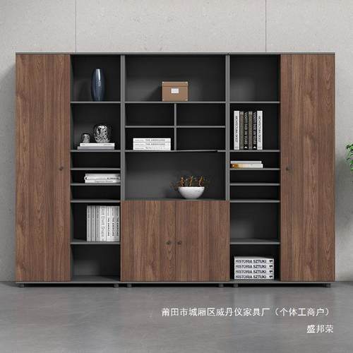 高TD密码锁木质柜储物柜办公室书柜带落地文件柜资料柜高组合