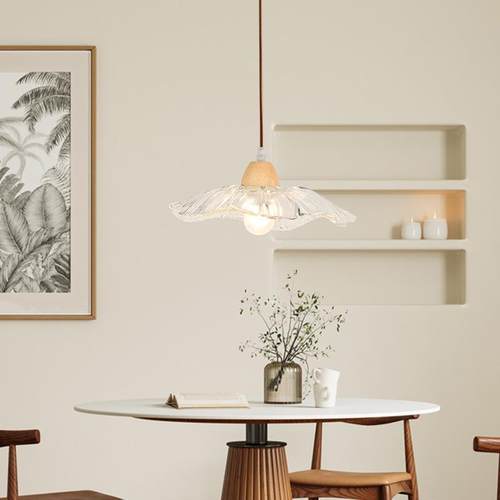 原木风餐厅吊灯现代简约日式木艺吧台饭厅灯复古荷叶民宿床头壁灯