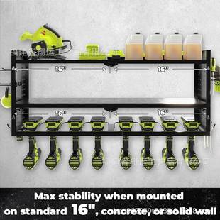 重型电钻架金属储物架电动工具收纳盒可用于车库整理可带充电站
