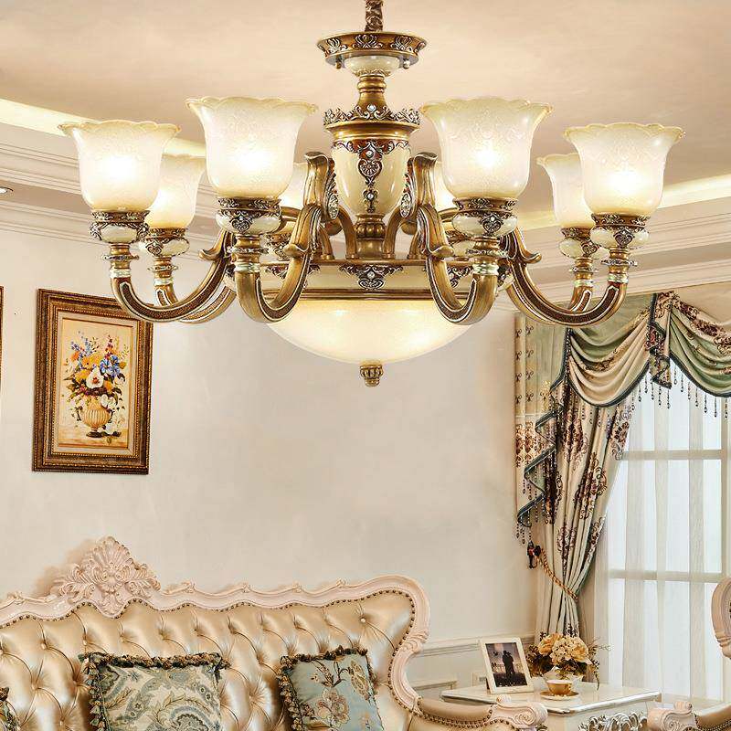 欧式吊灯客厅灯树脂灯具家用轻奢复古酒店大厅别墅灯饰奢华大气