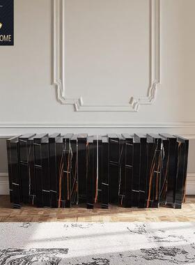 bocadolobo艺术手绘实木餐边柜别墅酒店设计感高端大理石装饰边柜