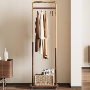 法式中古风落地式挂衣架可移动卧室实木衣帽架小型窄衣架2025新款