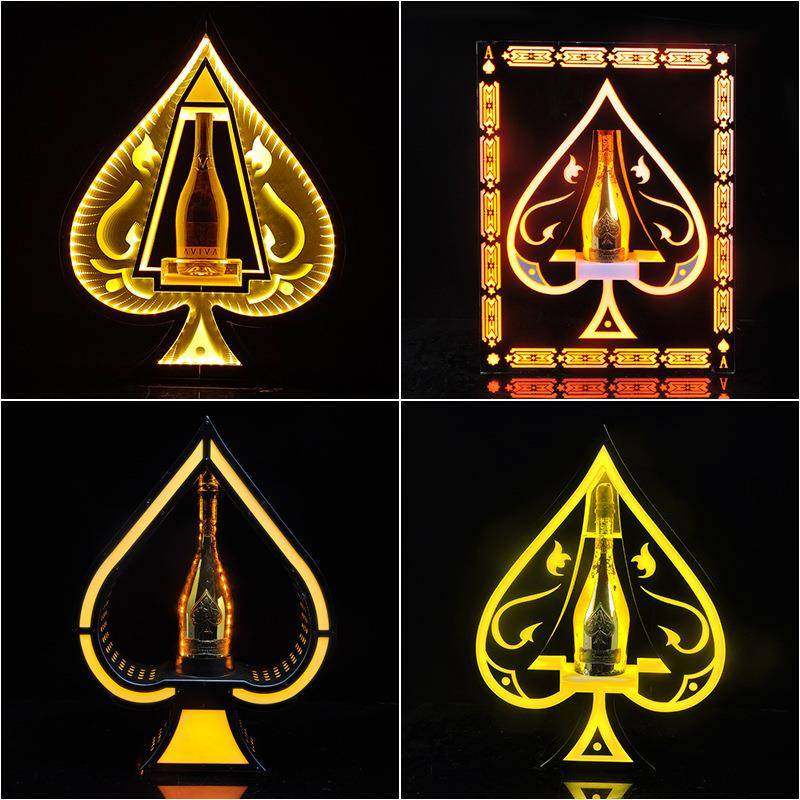 直销发光黑桃A酒座LED酒吧KTV酒架深渊七彩亚克力上酒器包邮