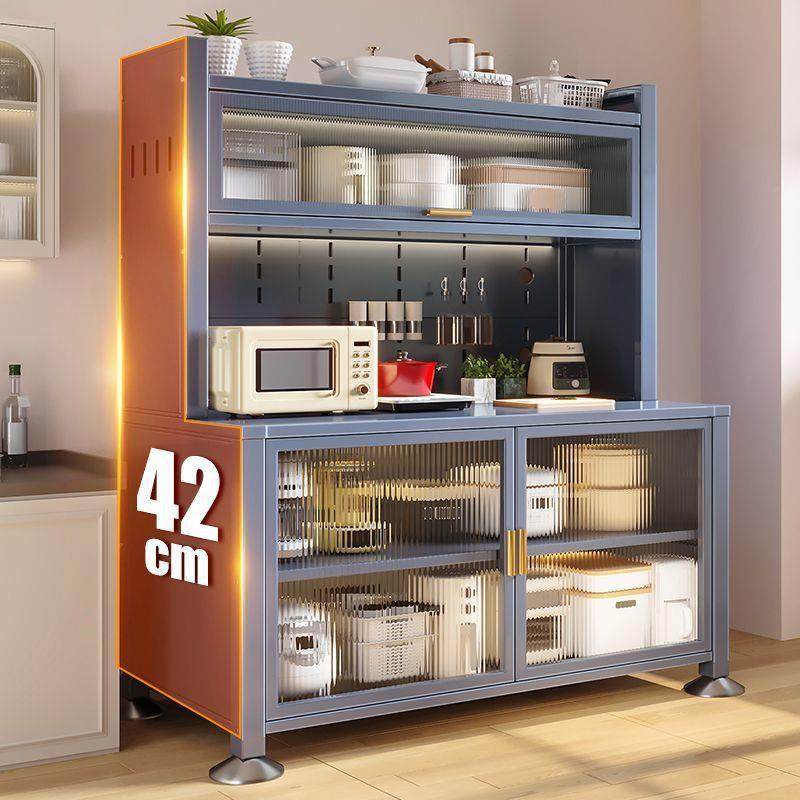 厨房波多层餐边柜落地用多功能家储物置CD693153物架微炉烤箱钢制